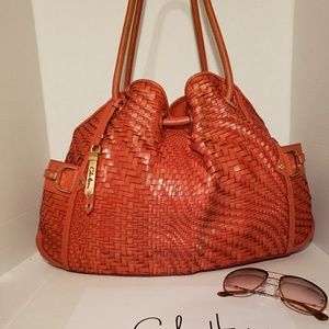COLE HAAN GENEVIEVE DENNEY SADDLE WEAVE 19' TOTE